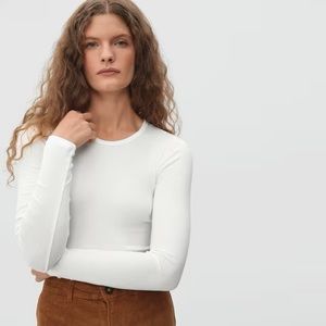NWOT Everlane Pima Micro-Rib Long-Sleeve Crew Sz XS